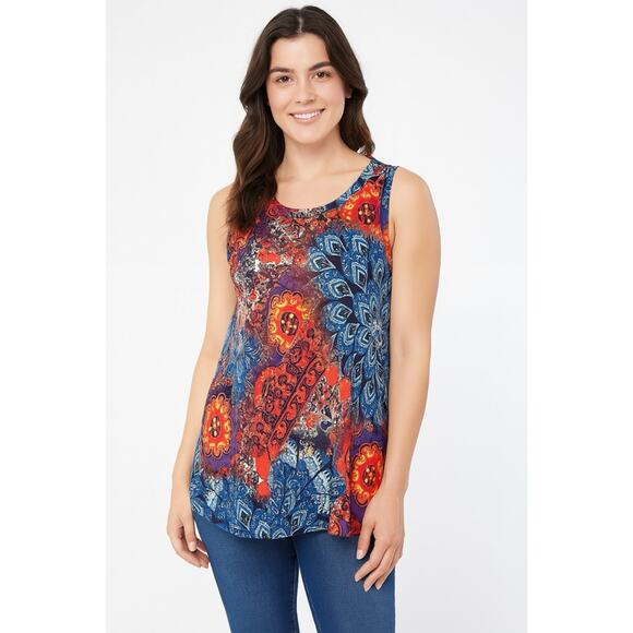 Evereve Braeve Fire Feather Print Tank Small NWT - Picture 1 of 6